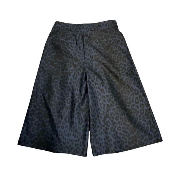 Harlyn Anthropologie Black Blue Leopard Print Onca Culotte Pants Sz 12 Wide Leg - Picture 3 of 9